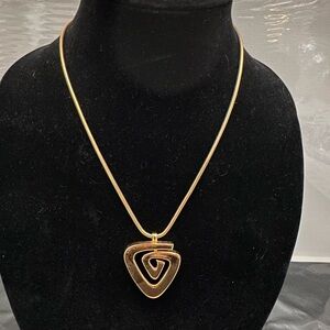 Vintage Givenchy Gold Spiral Triangle Pendant Necklace for Women